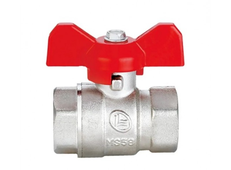 Кран латунный шаровый Base 1/2" резьба В/В ручка бабочка Double-lin (78-075) Кран латунный шаровый Base 1/2" резьба В/В ручка бабочка Double-lin (78-075)